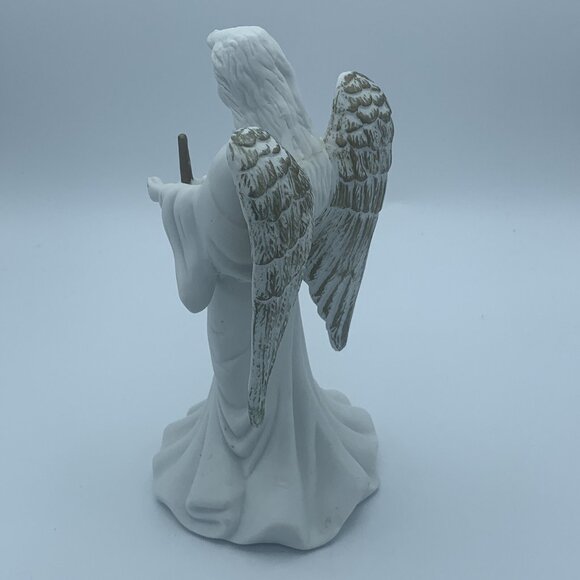 Elegant Ceramic Angel Figurine with Trumpet  8.5 inch – Gold Accents - Christmas - Picture 3 of 7